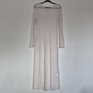 Lace Crewneck Cream Maxi Dress H@M Size Medium